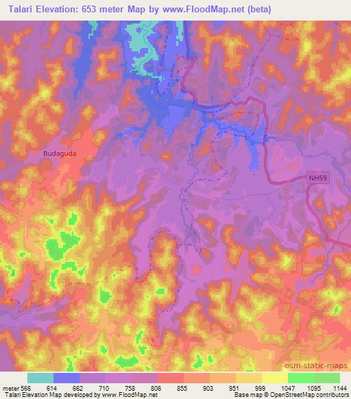 Talari,India Elevation Map