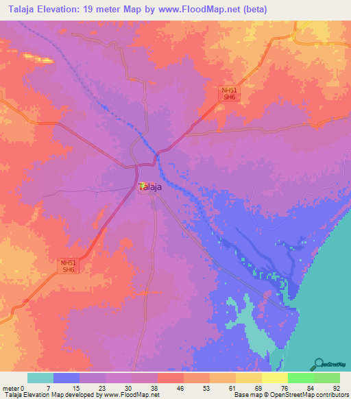 Talaja,India Elevation Map
