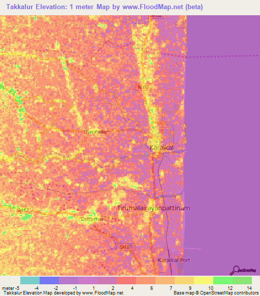 Takkalur,India Elevation Map