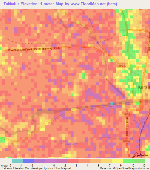 Takkalur,India Elevation Map
