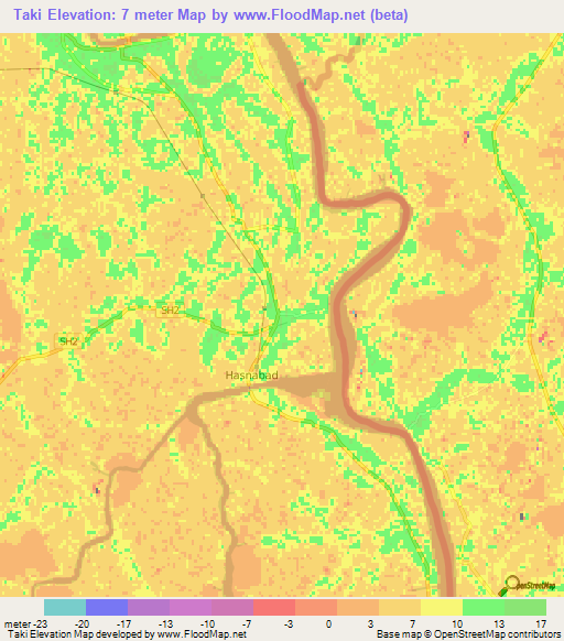 Taki,India Elevation Map
