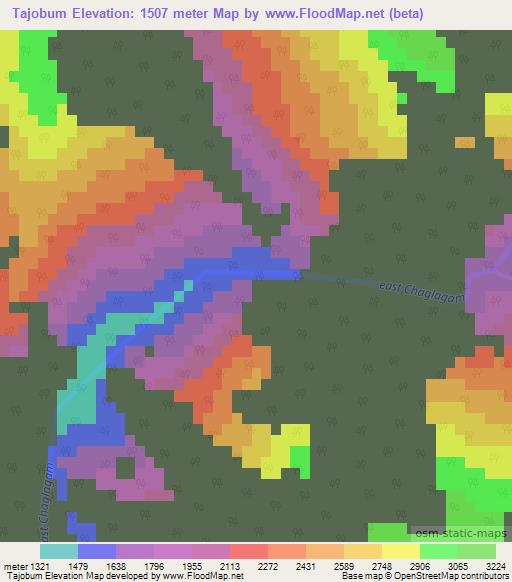 Tajobum,India Elevation Map