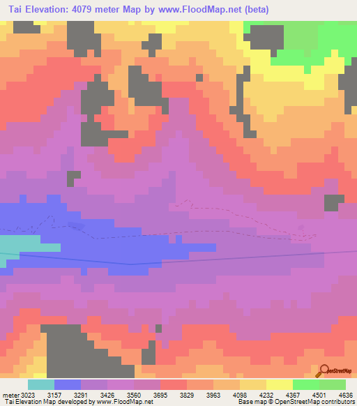 Tai,India Elevation Map