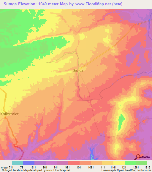 Sutnga,India Elevation Map