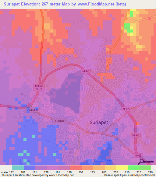 Suriapet,India Elevation Map