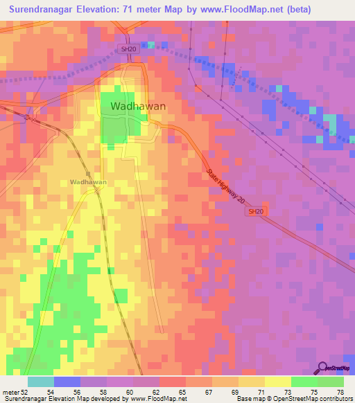 Surendranagar,India Elevation Map