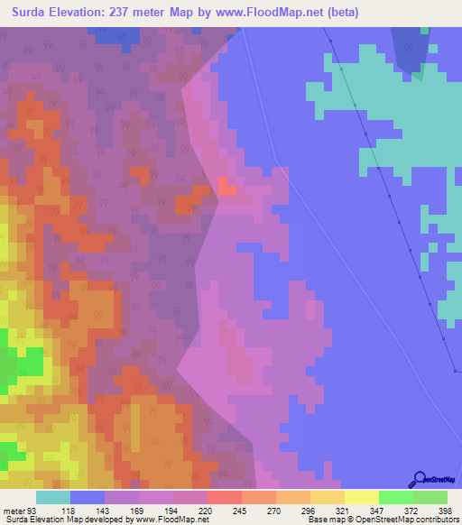 Surda,India Elevation Map