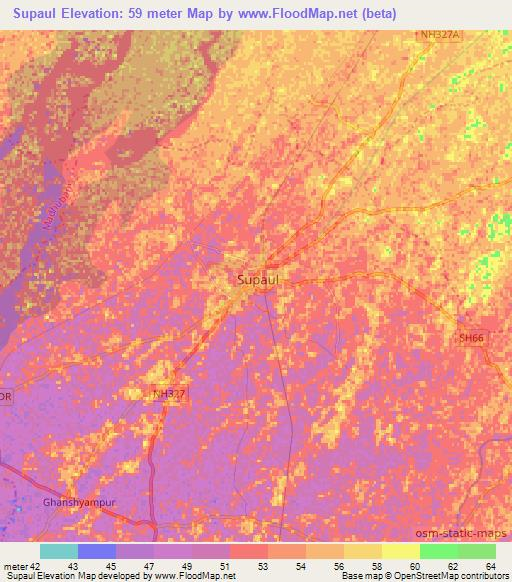 Supaul,India Elevation Map