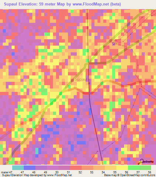 Supaul,India Elevation Map