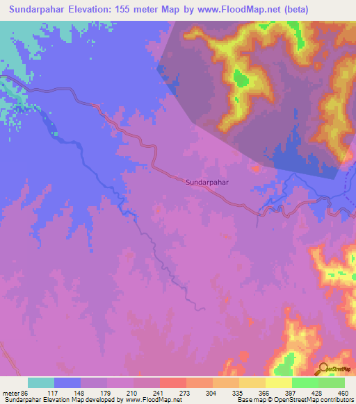 Sundarpahar,India Elevation Map