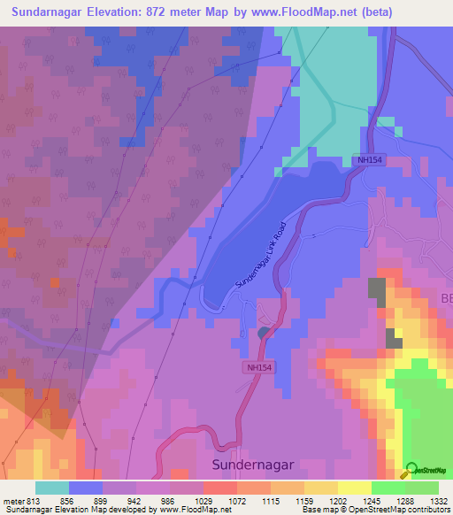 Sundarnagar,India Elevation Map