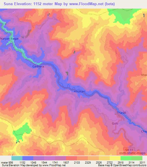 Suna,India Elevation Map