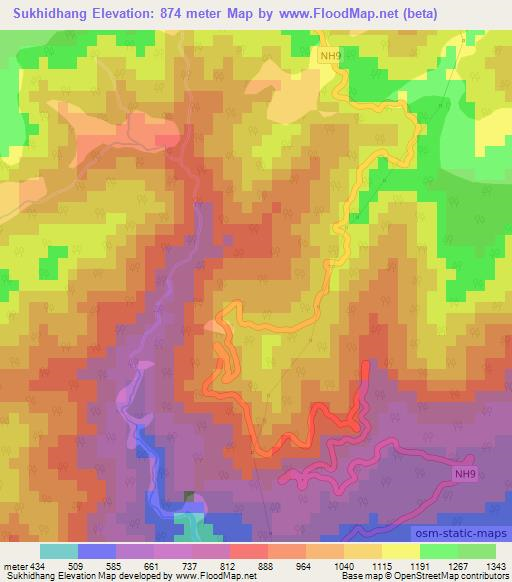 Sukhidhang,India Elevation Map