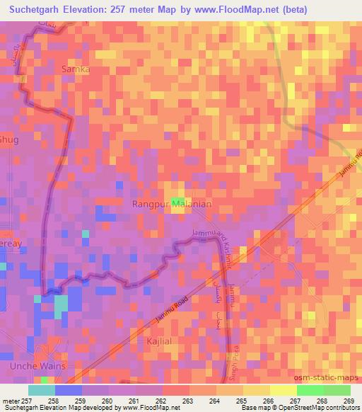 Suchetgarh,India Elevation Map