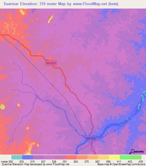 Suarmar,India Elevation Map