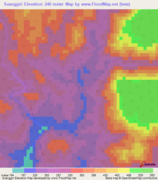 Suanggiri,India Elevation Map