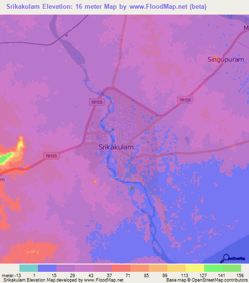 Srikakulam,India Elevation Map
