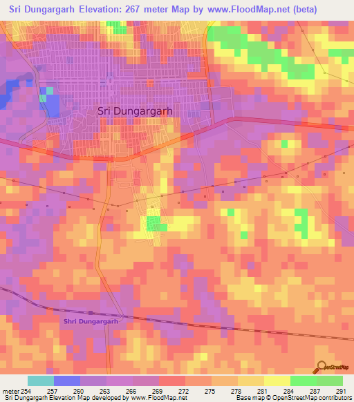 Sri Dungargarh,India Elevation Map