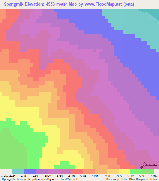 Spangmik,India Elevation Map