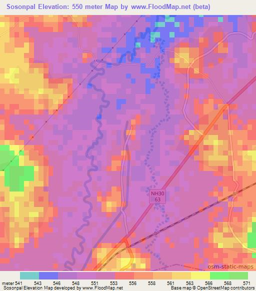 Sosonpal,India Elevation Map
