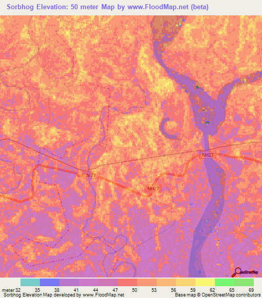 Sorbhog,India Elevation Map