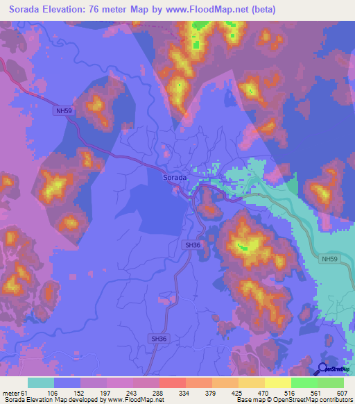 Sorada,India Elevation Map