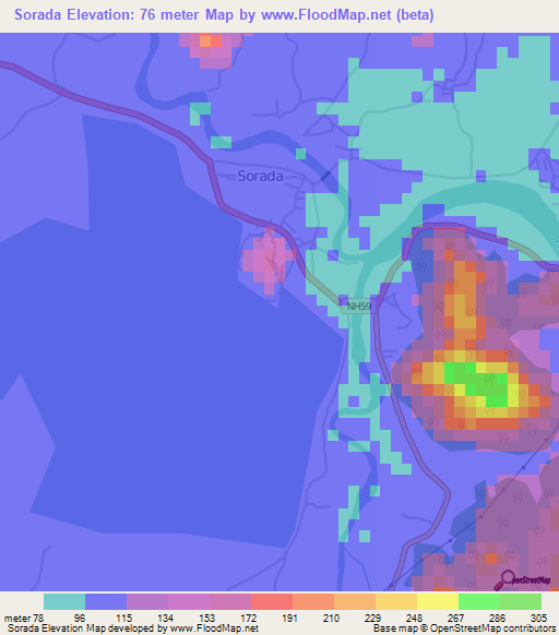 Sorada,India Elevation Map