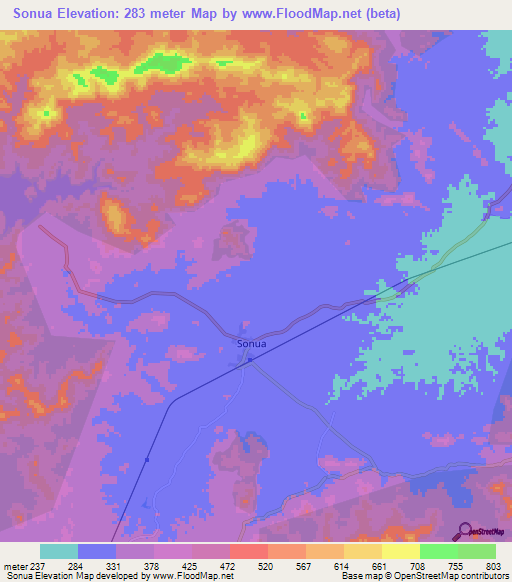 Sonua,India Elevation Map