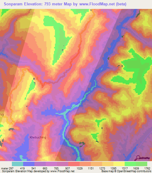 Sonparam,India Elevation Map