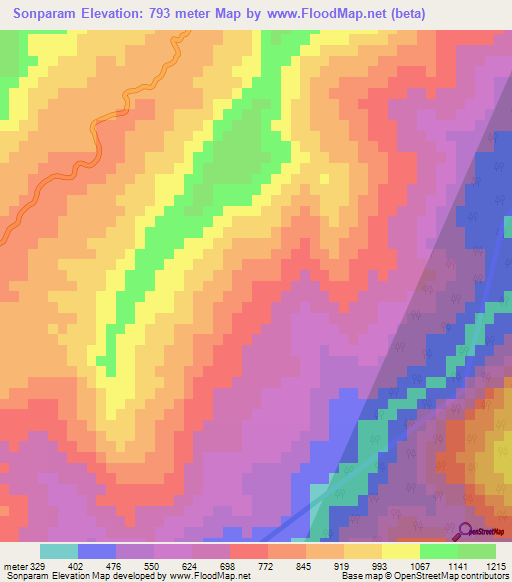 Sonparam,India Elevation Map