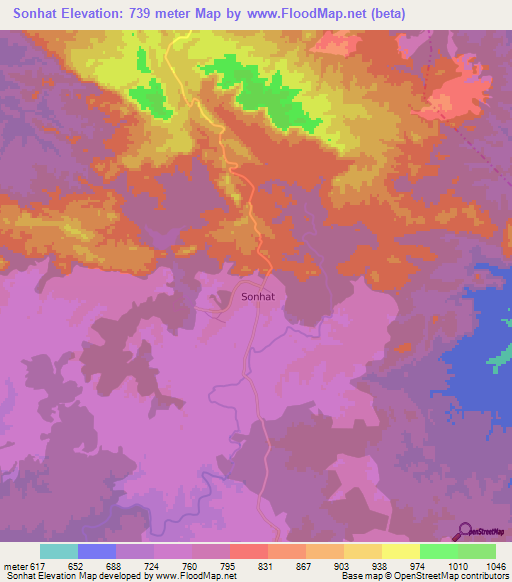 Sonhat,India Elevation Map