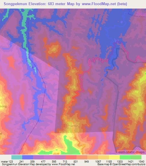 Songpekmun,India Elevation Map