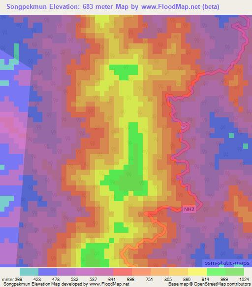 Songpekmun,India Elevation Map