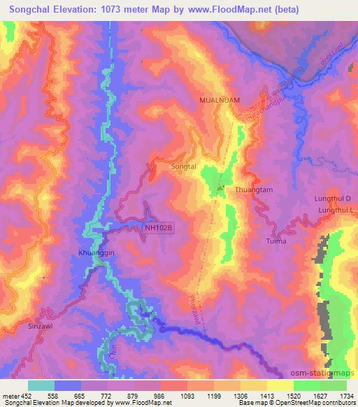 Songchal,India Elevation Map