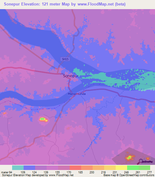 Sonepur,India Elevation Map