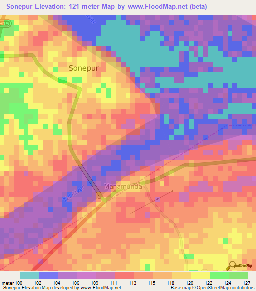 Sonepur,India Elevation Map