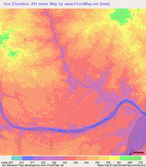 Son,India Elevation Map