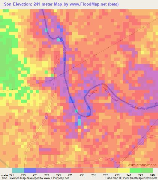 Son,India Elevation Map