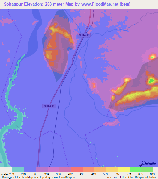 Sohagpur,India Elevation Map