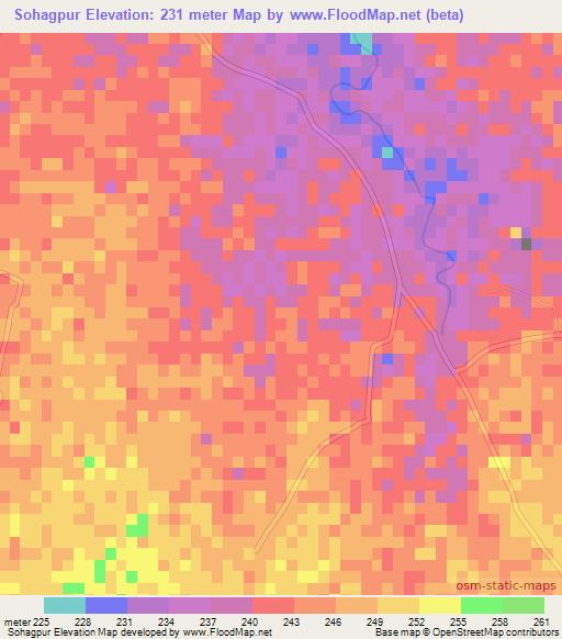 Sohagpur,India Elevation Map