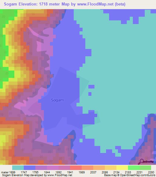 Sogam,India Elevation Map