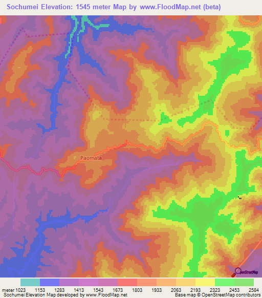 Sochumei,India Elevation Map