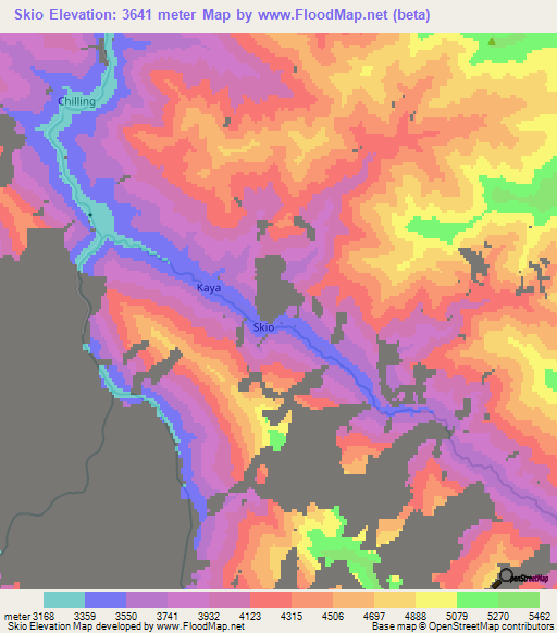 Skio,India Elevation Map