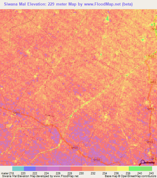 Siwana Mal,India Elevation Map