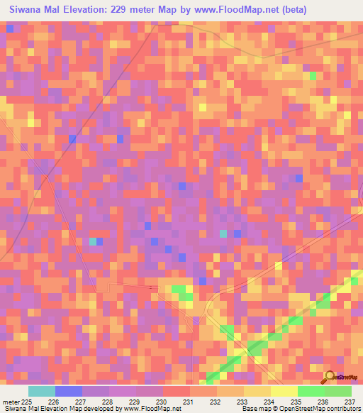 Siwana Mal,India Elevation Map
