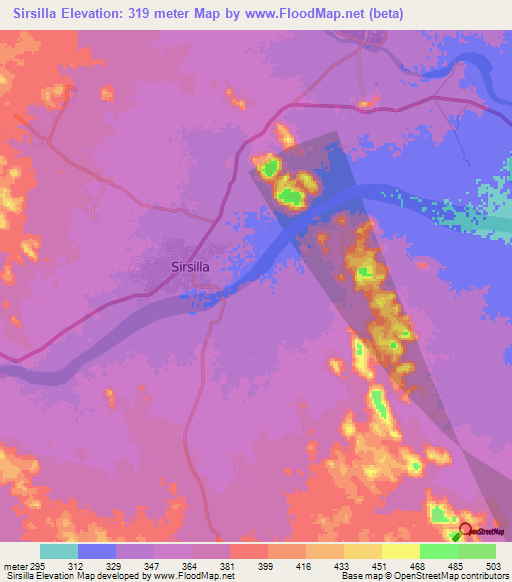 Sirsilla,India Elevation Map