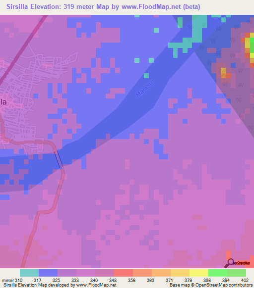 Sirsilla,India Elevation Map