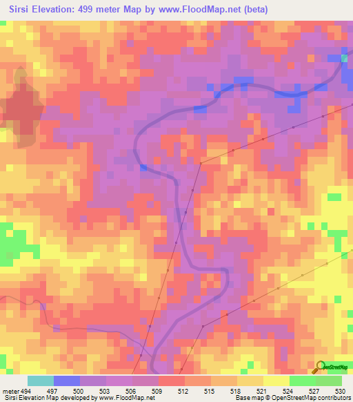 Sirsi,India Elevation Map