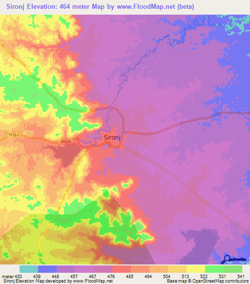 Sironj,India Elevation Map