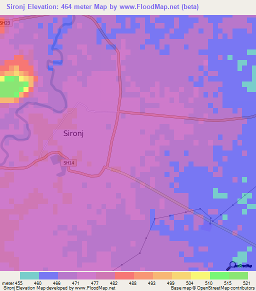 Sironj,India Elevation Map